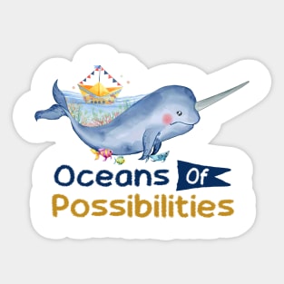 oceans summer reading 2022 whale design Sticker